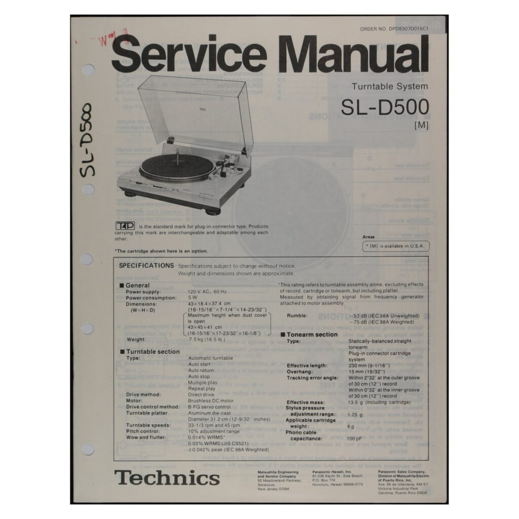 Technics SL-D500 Turntable — Service Manual
